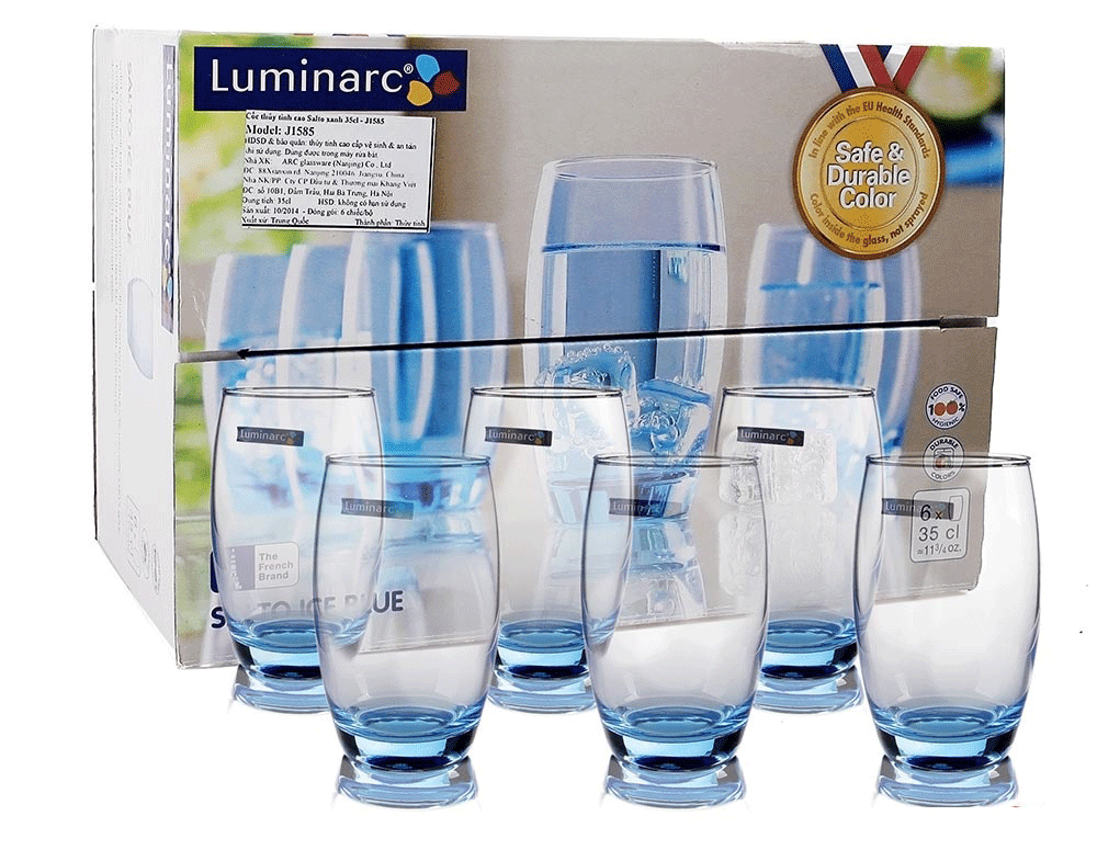 bộ 6 cốc thủy tinh luminarc blue 350ml